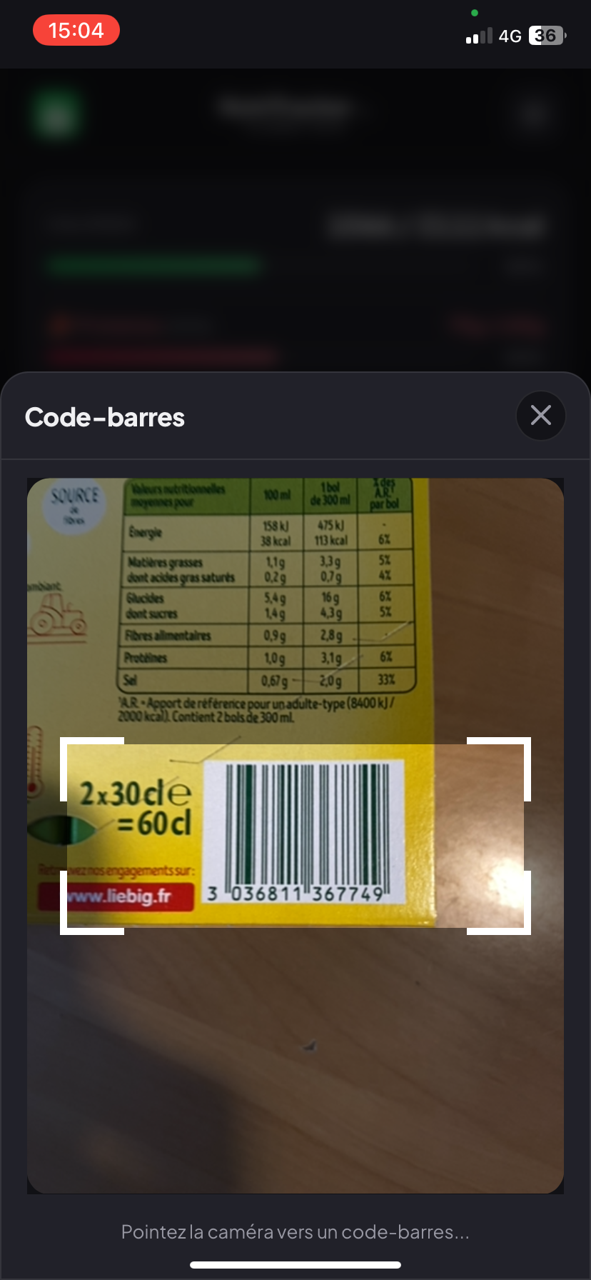 Scanner de code-barres NutriTracker